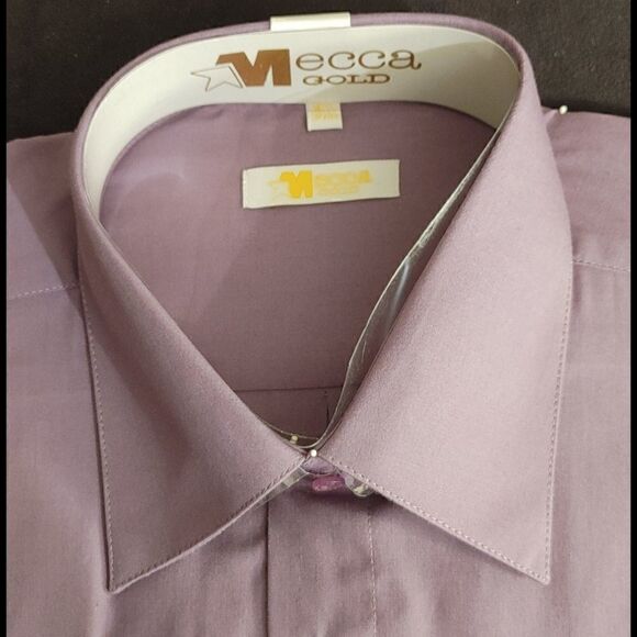 MEN'S MECCA GOLD SOLID PLUM DRESS SHIRT - Picture 3 of 4